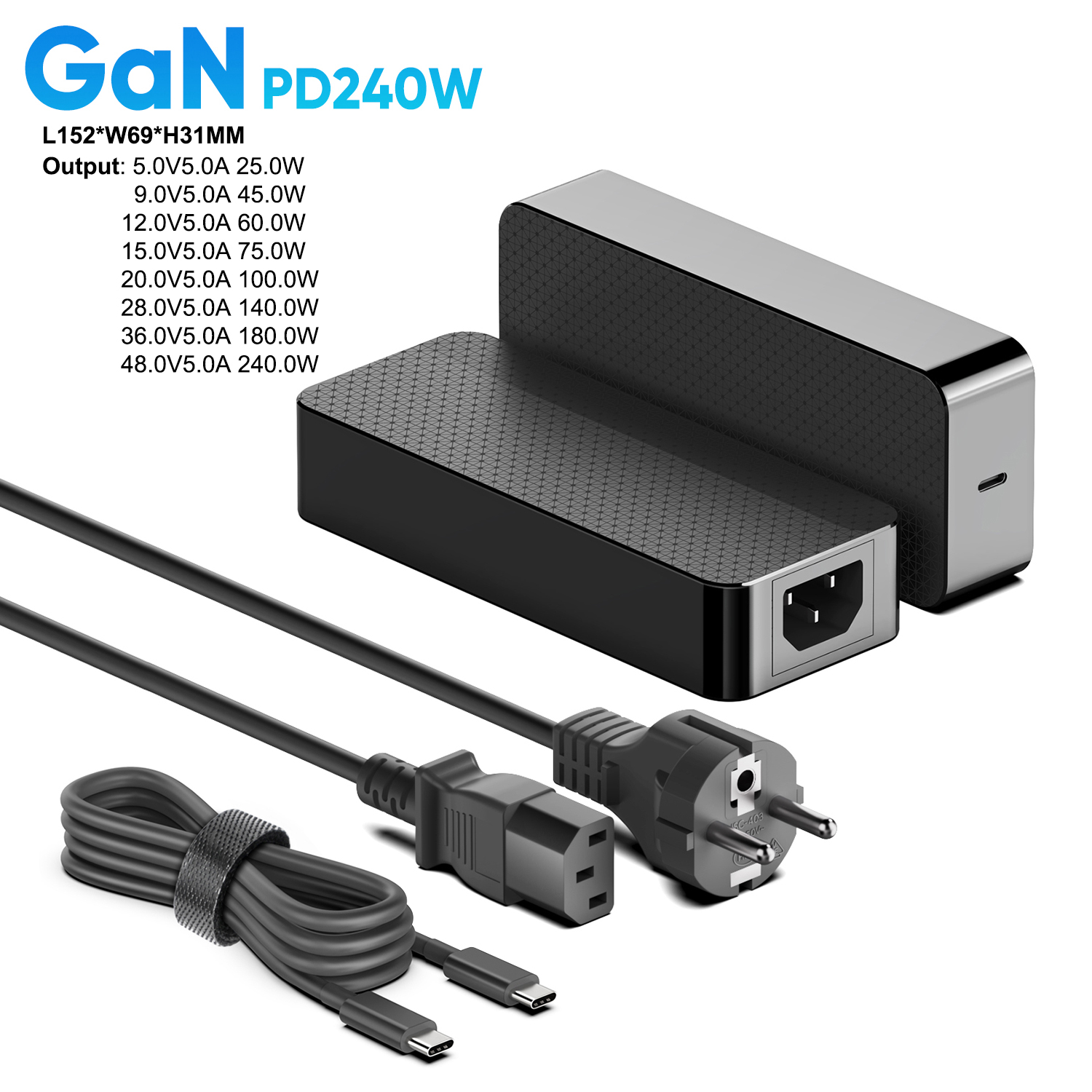 GaN USB-C 240W Medical Power Supply